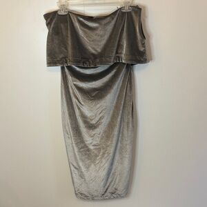 Likely Silver Strapless Velvet Dress